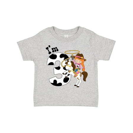 

Inktastic I m Three-cowgirl Riding Horse Birthday Gift Toddler Toddler Girl T-Shirt