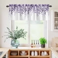 thumbnail image 5 of 3 Piece Kitchen Curtains and Valances Set Purple Cafe Curtains 24 Inch Length Eucalyptus Leaves Valance & Tier Curtain for Living Room Bedroom Small Window 54"x18"+27"x24"*2, 5 of 6