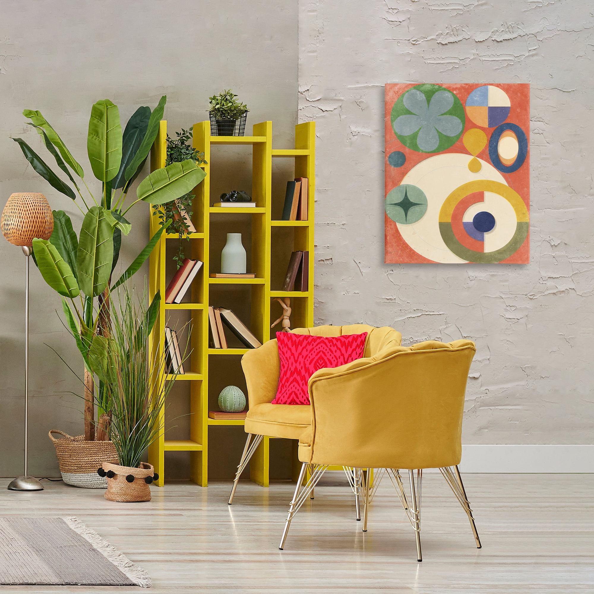 Stupell Industries Retro Overlapping Shapes Abstract Painting Wrapped Canvas Art Print Wall Art, 24 x 30