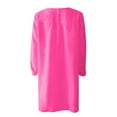 thumbnail image 4 of Jinhomg Cotton Linen Dress for Women Plus Size Comfy Long Sleeve V-Neck Midi Dresses Basic Solid Casual T Shirt Dress Vacation Beach Dress Hot Pink M, 4 of 5