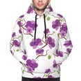 thumbnail image 2 of Bingfone Orchids Flowers Men's Drawstring Hoodie Long Sleeve Pocket Sweatshirts-Medium, 2 of 6