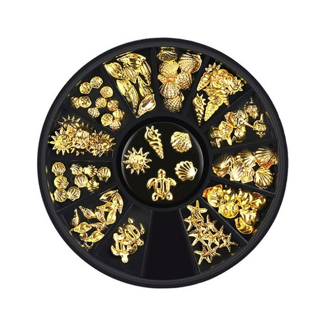 Fiudx Pegatinas para Uñas, Glamorosas Decoraciones Metálicas para Uñas, Brillantes Adornos Dorados, Versátiles Accesorios para Celular, Ideales para Amantes de Las Uñas, Impactantes Diseños.