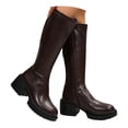 thumbnail image 4 of IUJSOY Chunky Heel Knee High Boots Women Round Toe Gogo Boots Fashion Zipper Mid Calf Boots, 4 of 9