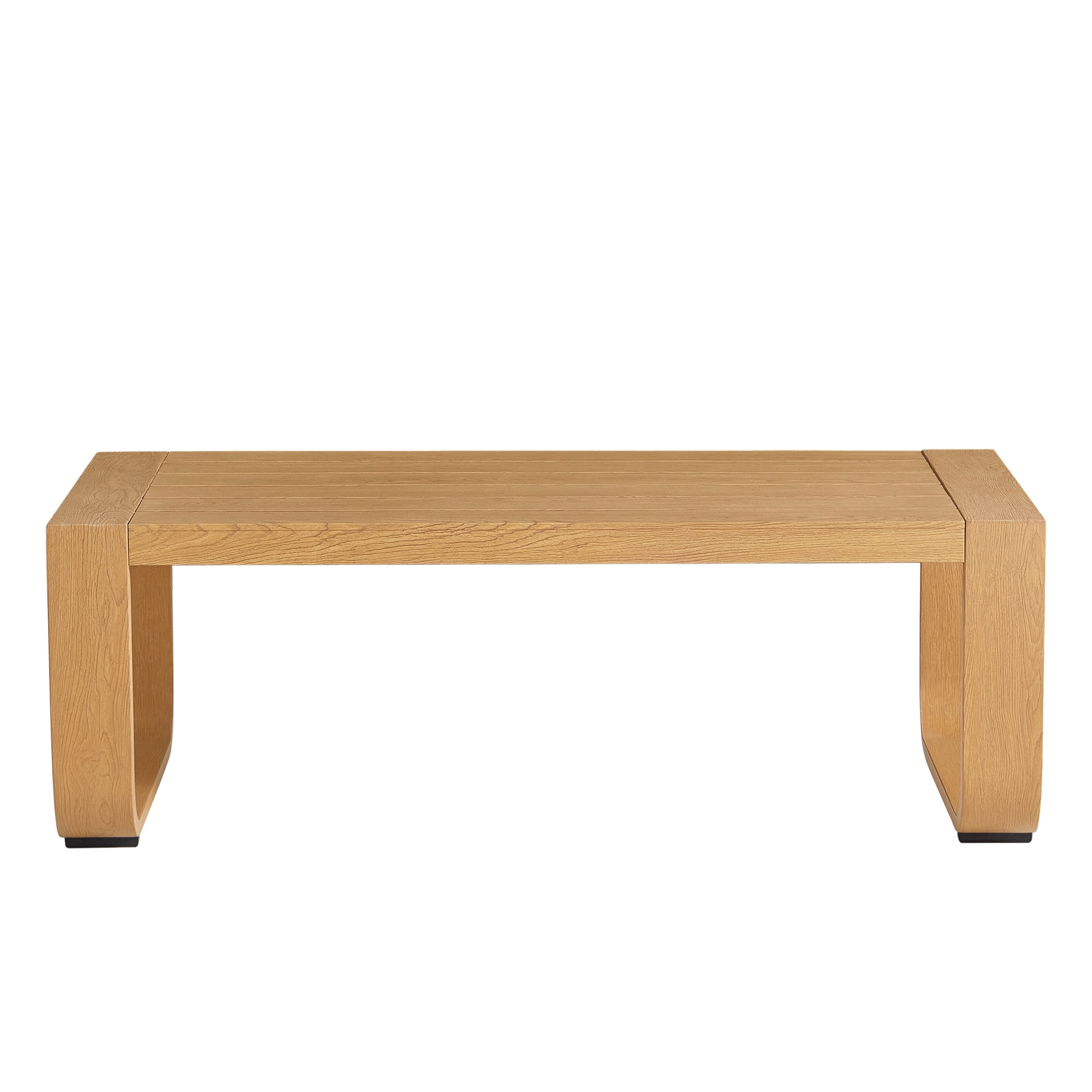 ReNest Outdoor Patio Coffee Table, Rustproof All-Aluminum Wood-Grain Frame, Weather-Resistant, Cream