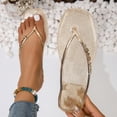 thumbnail image 6 of KIJBLAE Women Jelly Sandals Transparent Gold Bling Flip Flops Beach Shoes Non-Slip Square Toe Flats Summer Ladies Sandals Gold 40, 6 of 7