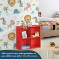 thumbnail image 2 of Kings Brand Furniture - 4 Cube Storage Organizer Book Shelf, Toy Storage Organizer for Playroom, Bedroom, Nursery School, Red, 2 of 9