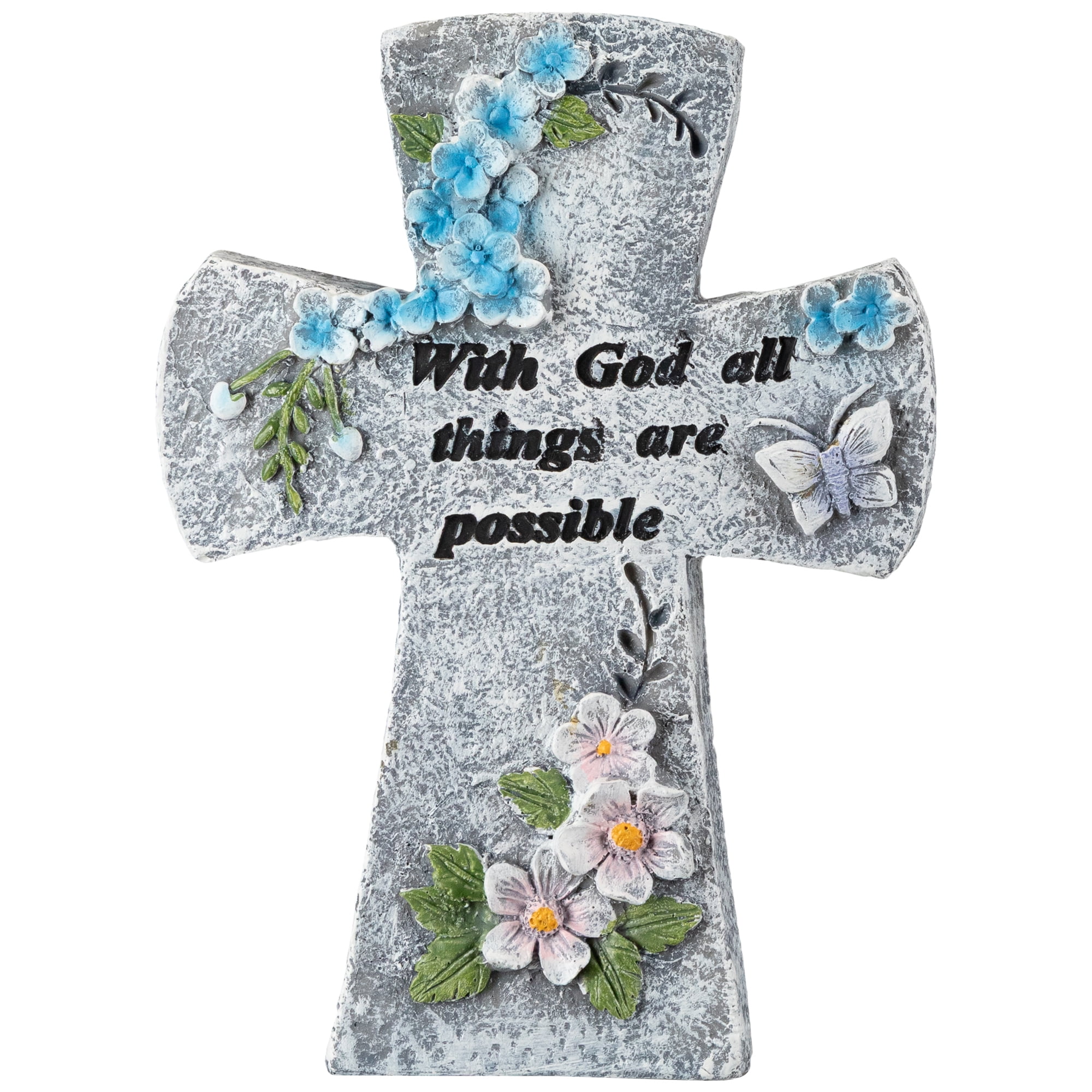 Northlight With God All Things Are Possible Floral Cross Statue - 6.75"