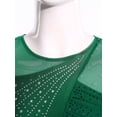 thumbnail image 6 of Doomiva Women's Lyrical Dance Dress Shiny Rhinestones Mesh Split Maxi Dresses Contemporary Dancewear Green&Black S, 6 of 7
