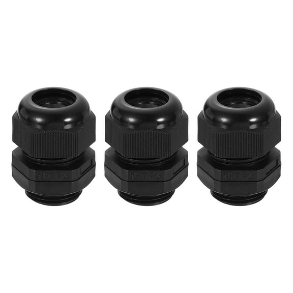 3Pack NPT 3/4" Nylon Cable Glands, Waterproof Adjustable Wire Grommet, Black