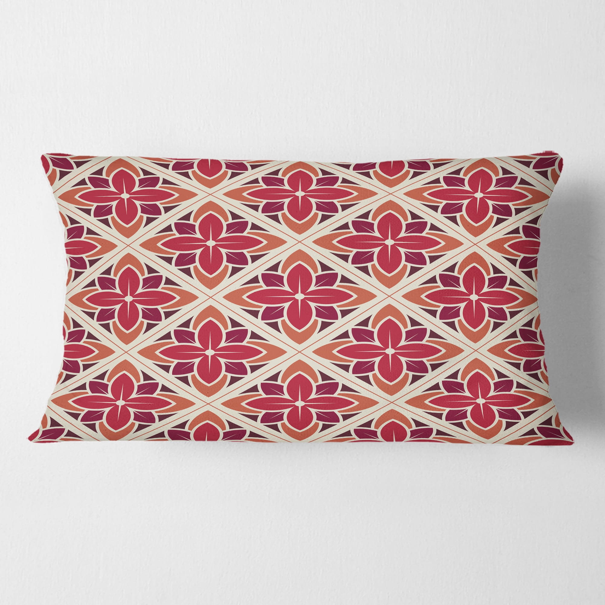 Designart Retro Floral Pattern VI' Mid-Century Modern Throw Pillow - 12x20