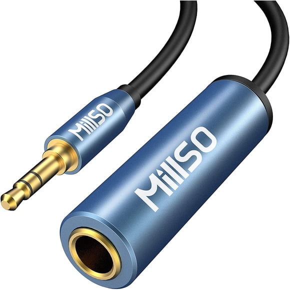 Adaptador de auriculares MillSo de 6,35 mm hembra a 3,5 mm macho, cable de 2 m