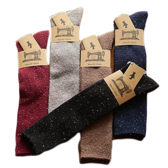 Lian LifeStyle Women's 5 Pairs Awesome Breathable Fancy and Cozy Knee High Cotton Boot Socks Size 6-9 Black