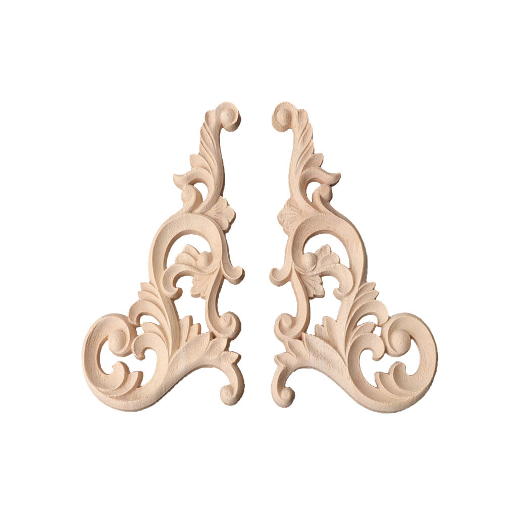 Wood Carved Console,Corbel set 2 pc Onlay Applique Sticker Home Decor Furniture 