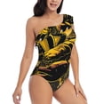 thumbnail image 3 of Sikiie Urban Graffiti Scorpion Illustration Print Women One Piece Swimsuits Tummy Control One Shoulder Bathing Suits Ruffle Swimwear, From S to XXL-Large, 3 of 6