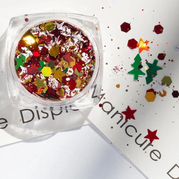 EZLIFE Lentejuelas navideñas Cara adhesiva Copo de nieve Brillantina Maquillaje Arte de uñas Cara Acceso Z7Y6
