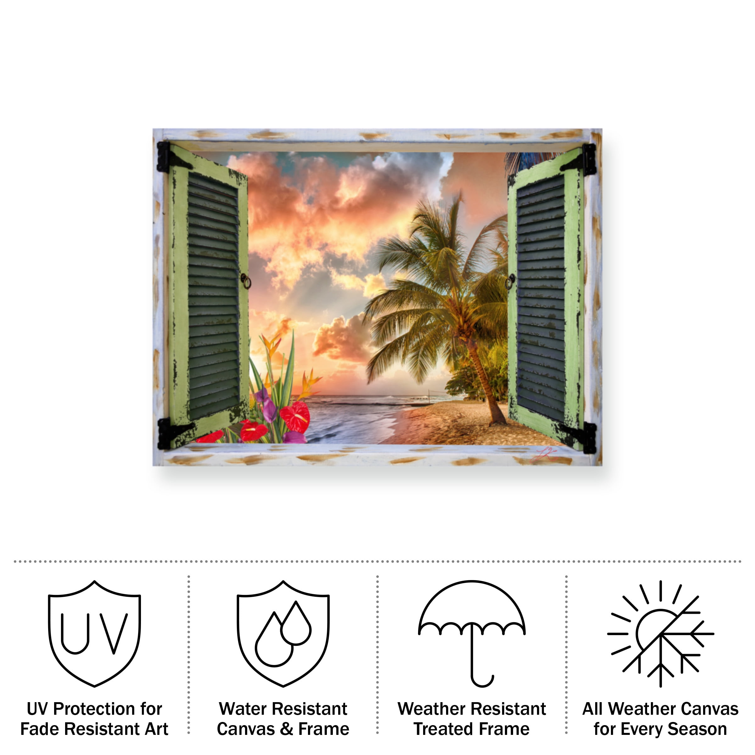 Leo Kelly 'Tropical Window to Paradise IV' Outdoor All-Weather Wall Decor