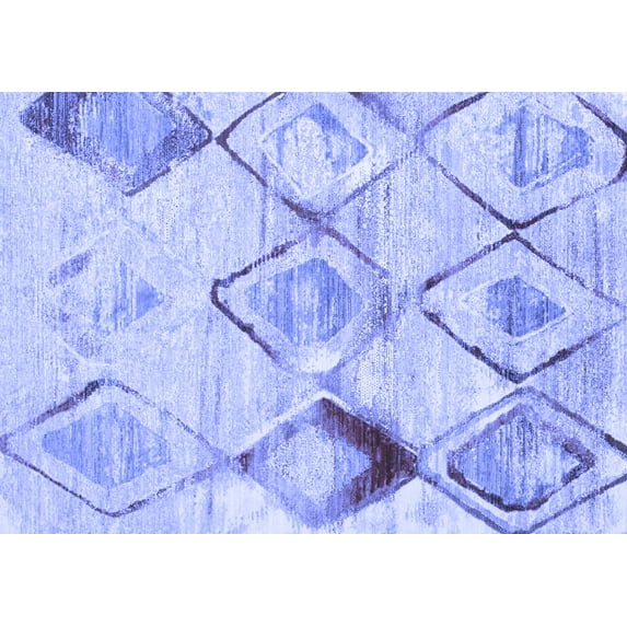 Ahgly Company Machine Washable Indoor Rectangle Abstract Blue Contemporary Area Rugs, 5' x 8'