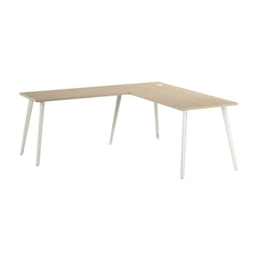 Bush Business Furniture Vista 72W x 30D L Shaped Desk with Splayed Metal Legs in Natural Elm