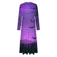 thumbnail image 4 of WXLWZYWL Womens Halloween Dress Plus Size Womens Dresses Fall 2024 Floral Printed Long Dress Long Sleeve Round Neck Sundress, 4 of 4