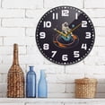 thumbnail image 3 of Yayeee Wall Clock for Living Room 11.9 inch Battery Operated Round with Holder, Black Astronaut Record, 3 of 7