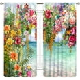 thumbnail image 2 of Floral Curtains, Watercolor Summer Spring Floral Blossom Colorful Botanical Nature Flower Printed Window Drapery Treatments for Bedroom Living Room Kitchen 2 Panels Set, 42"x54" Inch, 2 of 5