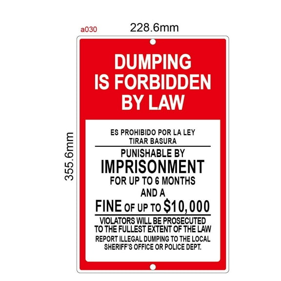 Dumping Is Forbidden By Law 9 x 14