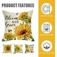 thumbnail image 3 of Sunflower Sunshine Decorative Throw Pillow Cover 16 x 16 Set of 4, Spring Summer Home Sweet Home Blessed Porch Patio Outdoor Pillowcase, Fall Autumn Flower Farmhouse Couch Cushion Case Decor, 3 of 6
