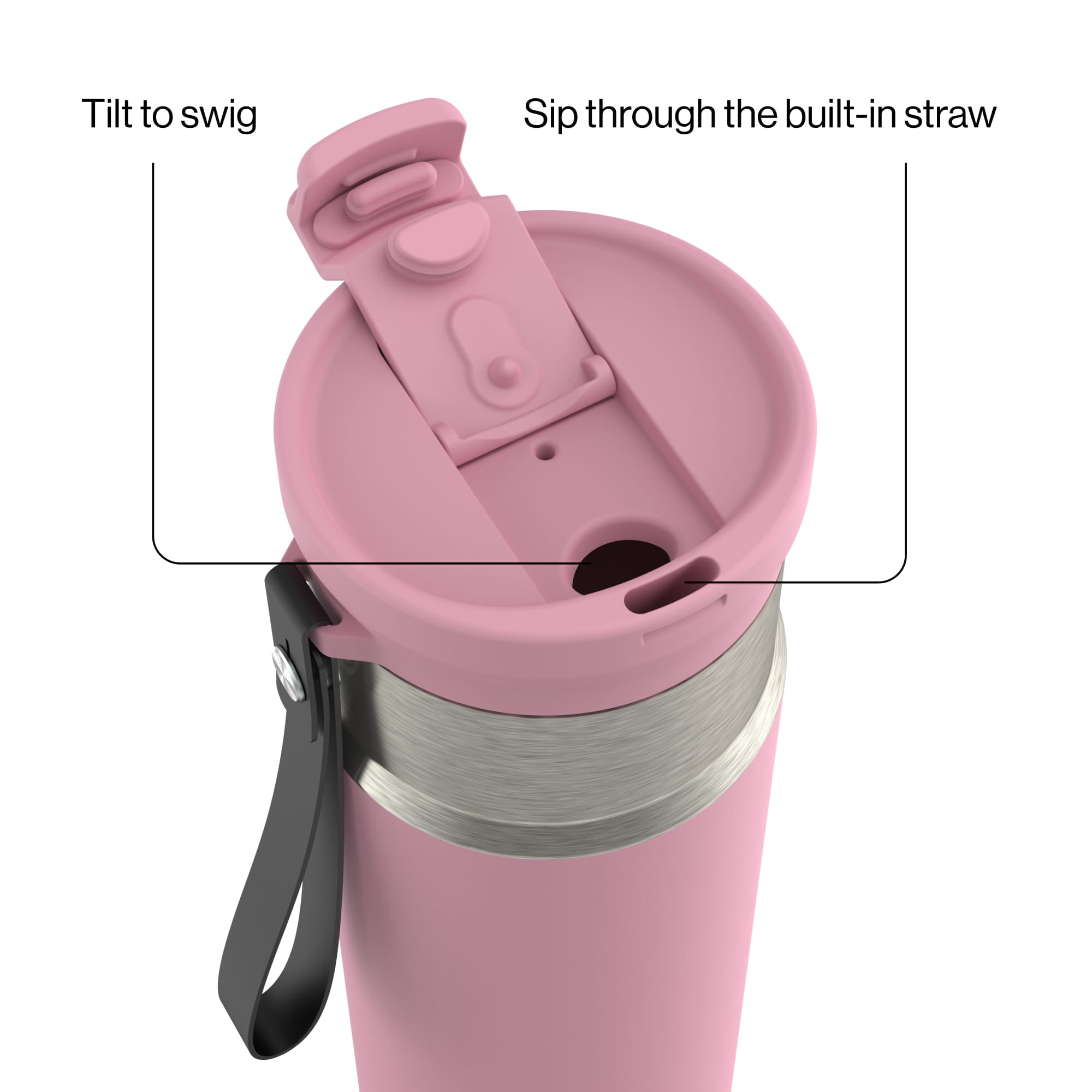 Contigo Water Bottle, 28 Oz, Stainless Steel, Vacuum Insulated Leakproof, DualSip 2-Way Lid, Pink Diamond