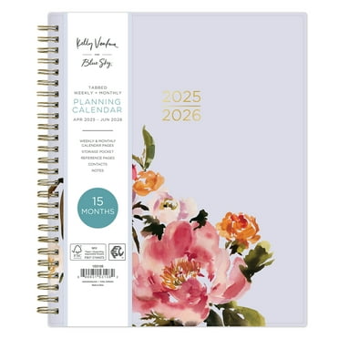 Kelly Ventura for Blue Sky Monthly Weekly Medium (7" x 9") Lavendar Floral 15-Month (April 2025 - June 2026)