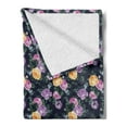 thumbnail image 2 of Colorful Soft Flannel Fleece Blanket, Victorian Theme Inspired Ornamental Vintage Rose Flowers and Leaves, Cozy Plush for Indoor and Outdoor Use, 50" x 70", Navy Blue and Multicolor, by Ambesonne, 2 of 5