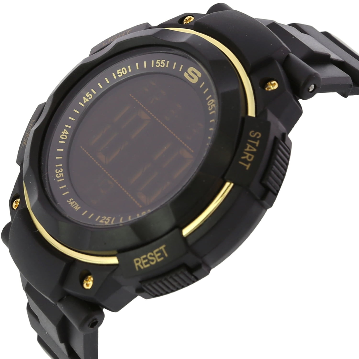 Skechers Ruhland 45MM and with Case, Gold Strap Chronograph Black and Plastic Watch Sport Digital