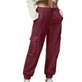 thumbnail image 1 of aidice Pantalon Cargo Grande Taille pour Femmes Bouton Taille Haute Léger Décontracté Randonnée Extérieure Mode Urbaine Bas Resserré avec Poches, 1 of 5