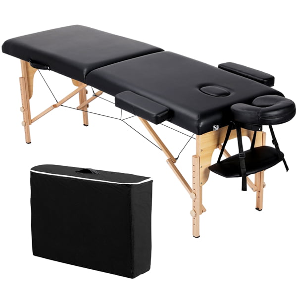 Yaheetech 2 Fold Massage Table Adjustable Facial Spa Salon Bed Tattoo Chair Portable Black Walmart Com Walmart Com