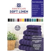 American Soft Linen Purple Towel Set 100% Turkish Cotton Towels for Bathroom 6 Piece - 2 bath towels 2 hand towels 2 washcloths