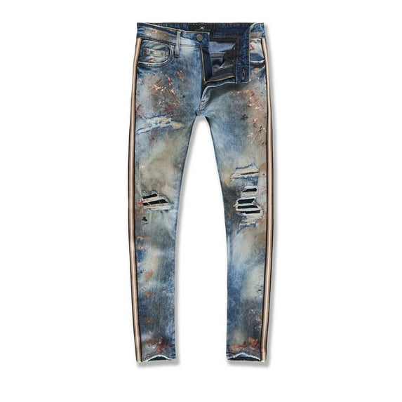 Jordan Craig Men's Sparta Striped Splatter Denim Jeans Taupe Haze jm3441-taupehaze
