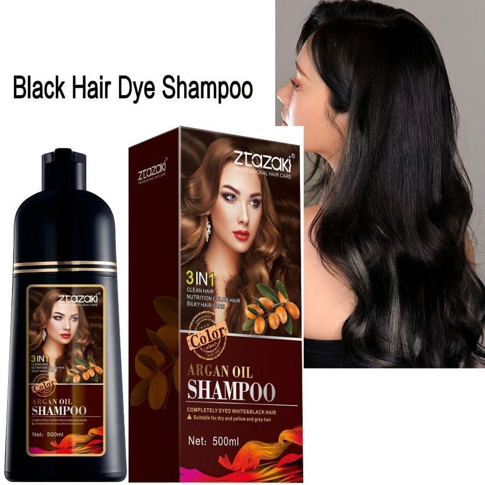 Permanent Black Hair Shampoo Dye for Women Men Natural Organic Coconut Oil Essence Black Hair Dye Unisex