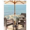 thumbnail image 4 of Square Outdoor Tablecloth with Umbrella Hole Vintage Eiffel Tower Outside Table Cloth Waterproof Patio Table Cover Rustic Love Floral Botanical Retro Zipper Tablecloths for Picnic Camping 54x54 Inch, 4 of 8