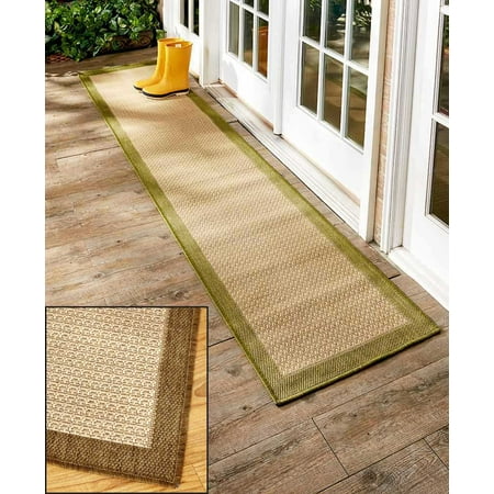 Indoor Outdoor Border Runner Rugs Brown 120