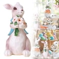 thumbnail image 3 of Easter Bunny Decorations Spring Home Decor Bunny Figurines Gifts Rabbit Statue Easter Decor Farmhouse Bunny Figurine with Carrot and Flower Tabletop Ornaments Table Centerpiece Spring Decorations, 3 of 9