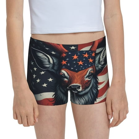 Pofeuu Modern USA Deer Head Print Soft Cotton Girls Boyshort panties Toddler Underwear-Large