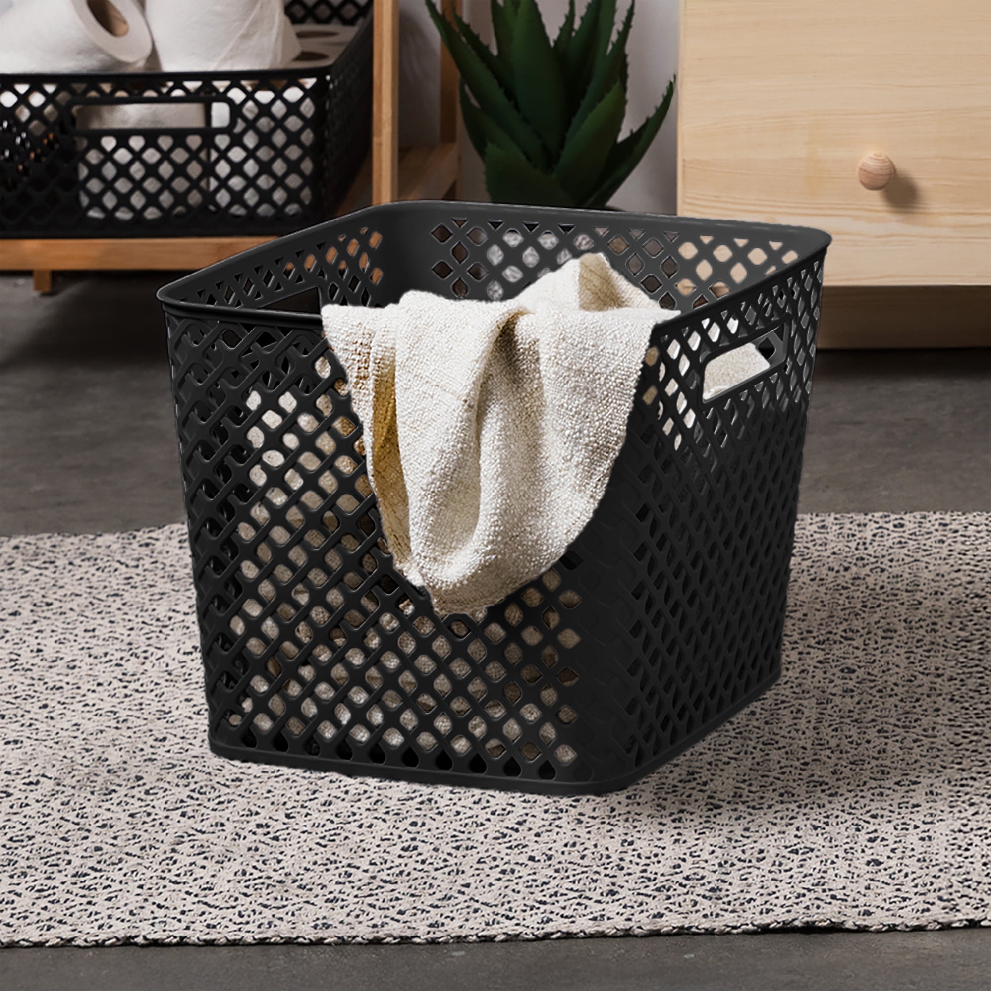 Cube Deco Basket Black, Pack of 4