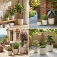 thumbnail image 6 of FOUKUS 9.8",11.4",13" Dia Round Concrete-like Plastic Planter Set of 3, Modern Style Large Cylindrical Plant Pot with Drainage Hole for Indoor Outdoor Patio, Beige, 6 of 6