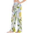 thumbnail image 2 of Women's Lemon Yellow Lemon Pajama Pants, Casual Pajama Bottoms Drawstring Lounge Pants Wide Leg, 2 of 7