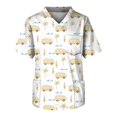 thumbnail image 1 of LINMOUA Plus Size Halloween Printed Scrub Working Uniform Tops For Men's Cross V-Neck Short Sleeve Fun T-Shirts Workwear Tee With Pockets, 1 of 3