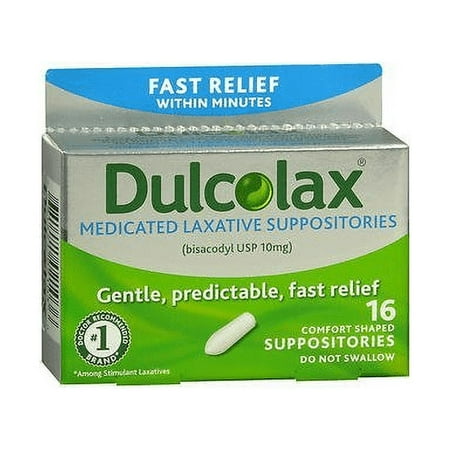 Dulcolax Medicated Laxative Suppositories - 16 ct, Pack of 5