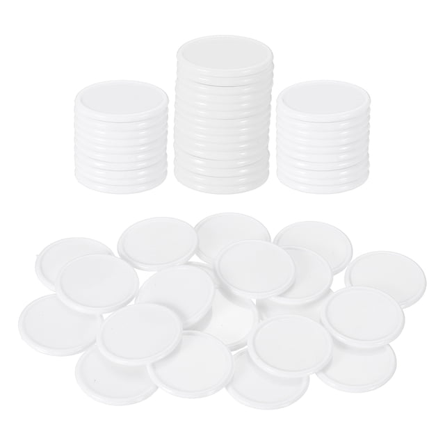 Uxcell 50 Paquete de Fichas de Póker de Plástico de 25 mm, Mini Fichas de Bingo, Contadores de Conteo, Marcadores de Discos Opacos para Juego de Matemáticas, Blanco