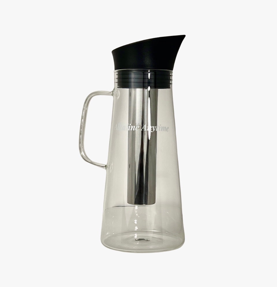 Alkaline Water Filter Pitcher with Infuser, Glass Pitcher with Lid 1.5L
