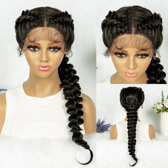 13x4 Lace Front Braided Wigs Wig Synthetic Lace Front Wig With Baby Hair For Women Wig 24 Inches Lovely Kinky Curly Hair Wigs