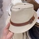thumbnail image 2 of Sombrero de 56-58 cm de circunferencia para hombres y mujeres, sombrero de copa con cinturón, sombrero de ala corta, sombrero de jazz de verano, sombrero de paja con protección solar, 2 of 5