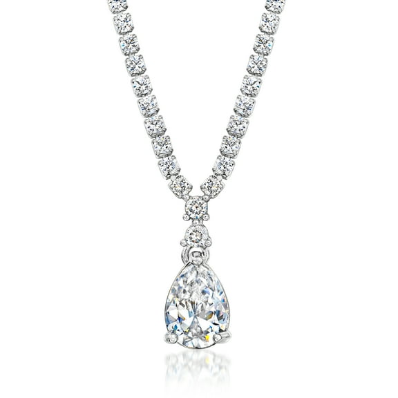 Ross-Simons Sterling Silver-Plated Necklace With 6.20 ct. t.w. Czs, Women's, Adult